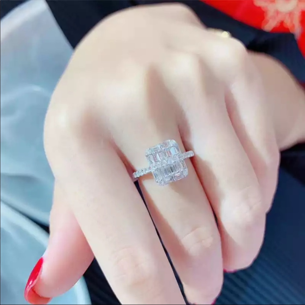 New 925 silver Engagement AAAA White Zircon  Silver Wedding Bridal Ring